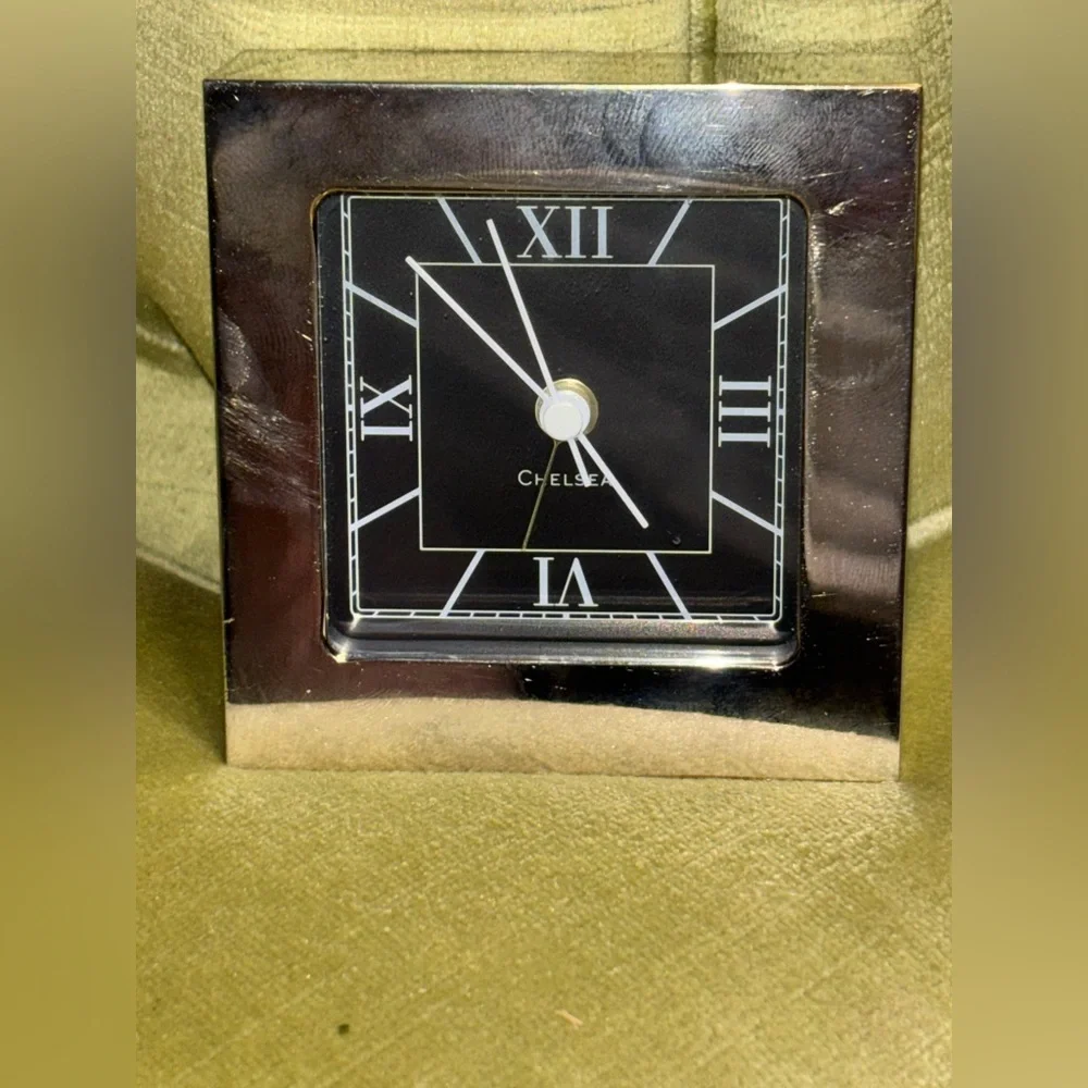 Chelsea Polished Nickle Art Deco Desk Alarm Clock German Quartz Movment 3